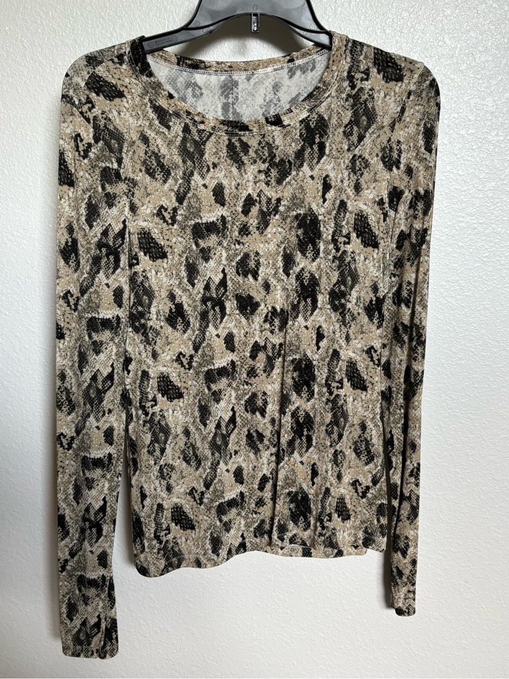 rag & bone Beige and Black Animal Print Long Sleeve Top